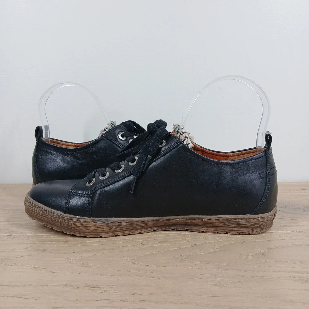 Pikolinos Sneakers Women 7 Black Leather Lace Up Zip Streetwear Casual Comfort